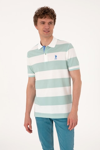 U.S. Polo Assn. Erkek Regular Fit Su Yeşili Polo Yaka Çizgili Tişört 50306827-VR048