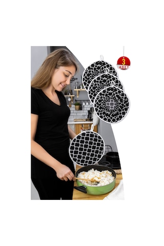 3 Adet Pilav Demleme Örtüsü Seti , Tencereler Için Lastikli Standart Ölçü Demlematik & Siyah Halka