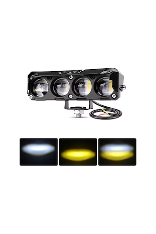 4 Ledli Beyaz-sarı Delici Led Sis Farı Off Road Kamyon Tır Forklift 12-24v Uyumlu 1 Adet