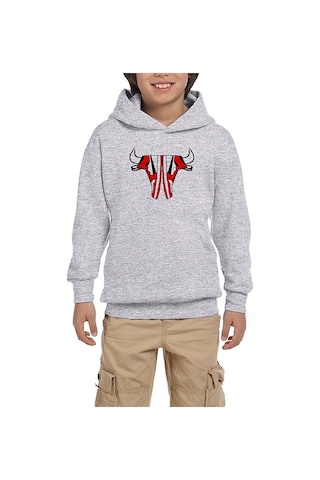 Zepplin Giyim Chicago Bulls Shoes Gri Çocuk Kapşonlu Sweatshirt Gri