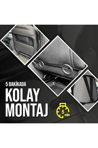 Fiat Egea Cross Wagon Uyumlu Koltuk Kılıfı Minder Siyah 2+1 Ön Arka Set