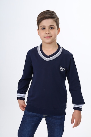 Toontoy Kids Toontoy Erkek Çocuk Okul Nakışlı Sweatshirt Lacivert