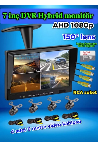 7 İnç Dvr Monitör Ve 4 Adet Ahd 1080p Kelebek Kamera Seti 12 Volt