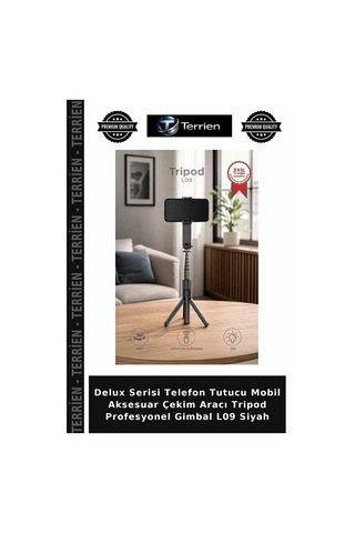 Delux Serisi Telefon Tutucu Mobil Aksesuar Çekim Aracı Tripod Profesyonel Gimbal L09 Siyah