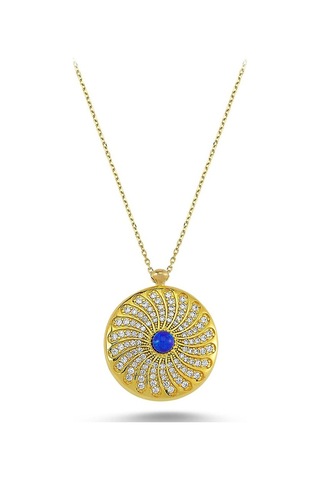 Renkli Zirkon Taşlı Opal Kolye (498590725)