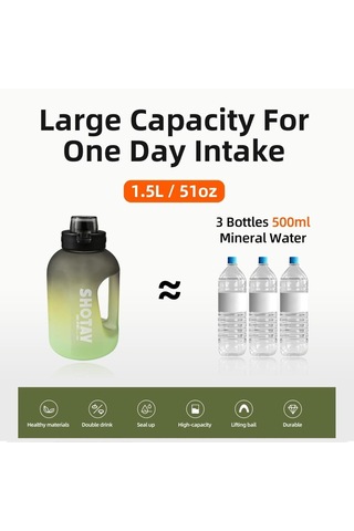 Shotay Colorful Su Matarası Tritan Yeşil 1500ml Yeşil