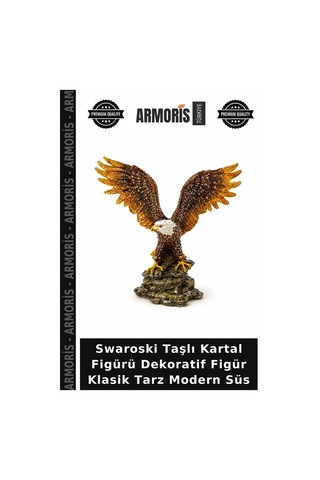 Swaroski Taşlı Kartal Figürü Dekoratif Figür Klasik Tarz Modern Süs