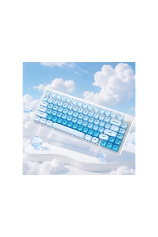 Leaven 128 Tuş Pbt Keycap Seti - Retro Yuvarlak Moa Profil Cherry Mx Uyumlu Klavye Tuşları - Mavi