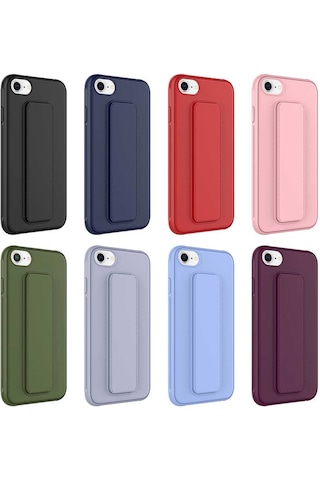 Apple Uyumlu iPhone 8 Kılıf Zore Qstand Kapak Mürdüm