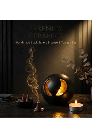 El Yapımı Seramik Tütsülük & Tealight Mumluk Seti Modern Tasarım Dekoratif Seramik Tütsü Ve Mum Hediyeli