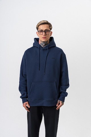 Erkek Respire Yazı Detaylı Kapüşonlu Basic Oversize Hoodie Lacivert