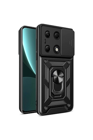 Xiaomi Redmi Note 13 Pro 4g İle Uyumlu Kılıf Magnetik Standlı Kamera Korumalı Sürgülü Kapak
