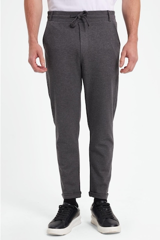Tudors Erkek Slim Fit Pamuklu Beli Bağlamalı Yan Cepli Katlamalı Paça Jogger Gri Pantolon-42319 gri