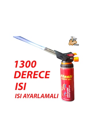 Flash Pürmüz 1300 Derece Isı Ayarlanılabilir Başlık & Çakmak Gazı Siyah