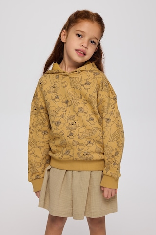 Panço Kız Çocuk Çiçek Desenli Hardal Sweatshirt Sarı