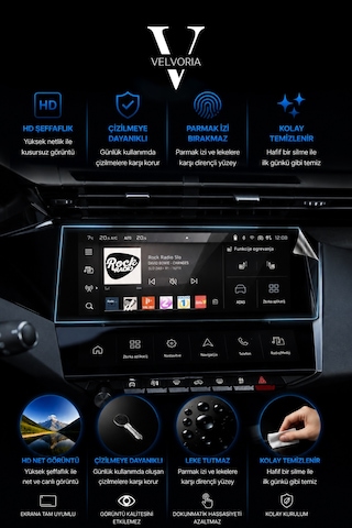 Peugeot 408 Gt Multimedya Ve Klima Paneli Glass Ekran Koruyucu Kırılmaz Şeffaf Temperli Nano Cam