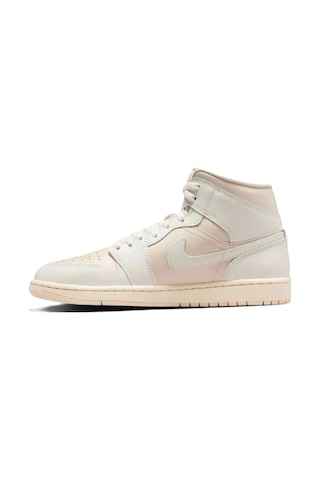 Nike Air Jordan 1 Mid Unisex Leather Sneaker Hakiki Deri Bilekli Günlük Spor Ayakkabı Krem Krem