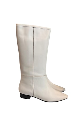 Tufan Shoes Bej Hakiki Deri Kısa Boy Çizme Bej