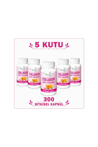 Collagen Multi Collagen 5 Kutu 300 Bitkisel Kapsül Kolajen Takviye Edici Gıda