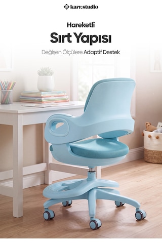 Olinda Ergonomik Çocuk Çalışma Koltuğu Mavi