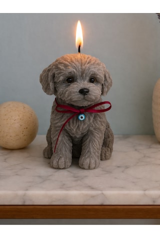 Sevimli Köpek Mum Gri