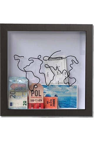 Geekyou Seyahat Hatıralarını Sakla: 12x12 İnç Biletli Gölge Kutusu - Harita Tutucu Ve Souvenir Sergi Kutu