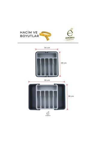 Ayarlanabilir Çekmece Kaşıklık Genişleyebilen Organizer Büyük Boy Çatal Kaşık Düzenleyici Beyaz