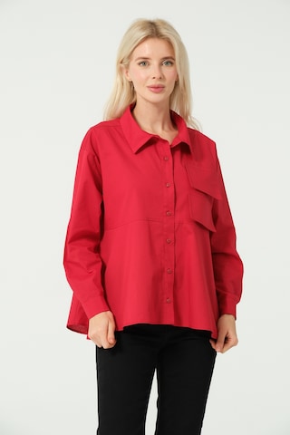 S'amore Clothing Cep Detay Polo Yaka Gömlek Kırmızı