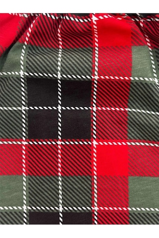 Ekose Desenli Beli Lastikli Unisex Pijama Altı Kırmızı Yeşil