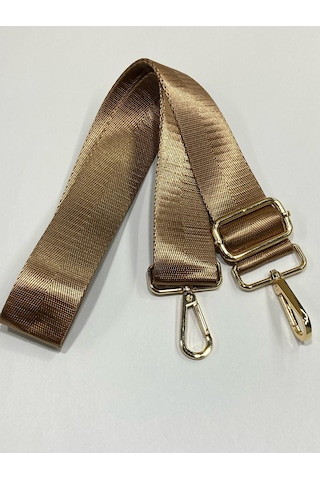 Çanta Sapı / Polyester Gold Detaylı Çanta Sapı - Sütlü Kahve Sütlü Kahve Açık Kahverengi