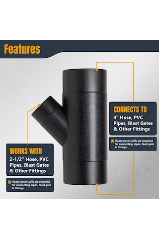 Powertec 70190 Y-fitting, 4 X 2 1/5,1 Cm