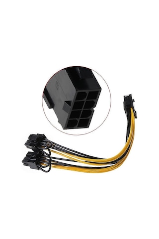 Monyee Pcı-e Güç Kablosu, Cpu 8 Pin'den Çift 8 Pin 6+2 Grafik Kart Adaptörü, 25 Cm Uzunlukta, 18awg Teli