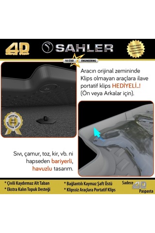 Sahler Hyundai Kona 2017 Sonrası Uyumlu 4.5d Havuzlu Siyah Oto Paspas
