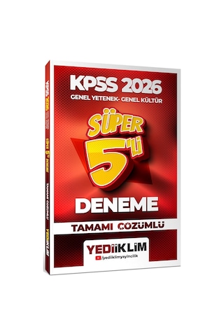 Yediiklim Yayınları 2026 Kpss Genel Yetenek Genel Kültür Tamamı Çözümlü Süper 5 Li Deneme Yediiklim Yayınları 2026 Kpss Genel Yetenek Genel Kültür Tamamı Çözümlü Süper 5 Li Deneme
