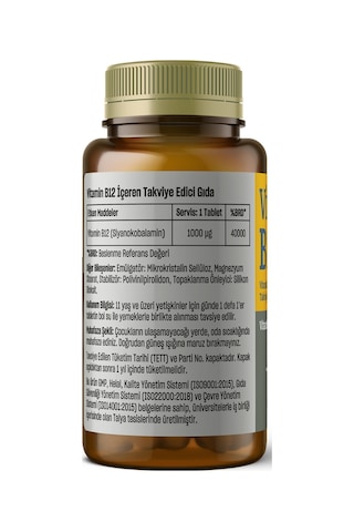Talya Vitamin B12 İçeren Takviye Edici Gıda 1000 Mg 60 Tablet