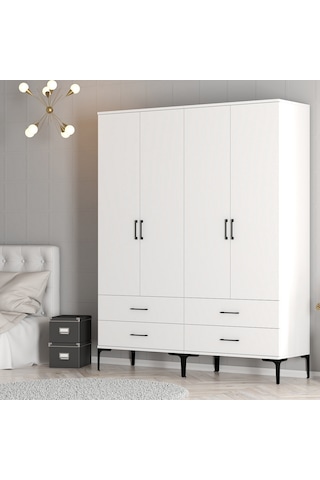 Variant Kumsal 4 Kapılı Tt Gardrop - Beyaz / Beyaz
