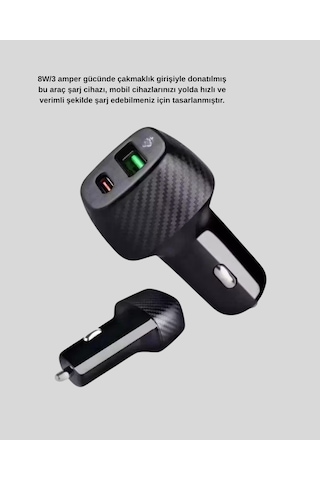 Aux Bluetooth Adaptör Ve 38w Hızlı Araç Şarj Cihazı Seti
