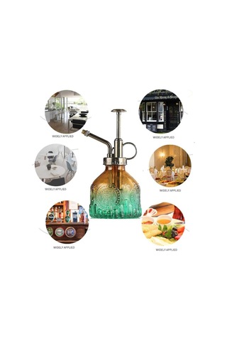 Şık Tasarımlı Ev Bahçe Saksı Çiçeklerine Özel Cam Bitki Sulama Fıskiyesi Kolonya Şişesi 200 Ml Yeşil Çok Renkli