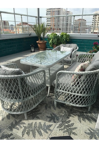 Tu Tienda Tire 2 1 1 Masa Tekli Salıncak Bahçe Balkon Mobilyası,gümüş Gri Koyu Gri
