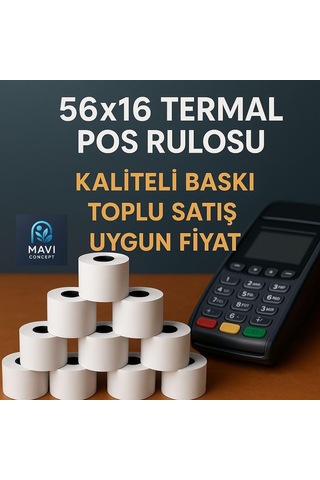 Yazar Kasa Pos Rulosu 56x16 15 Paket 150 Adet