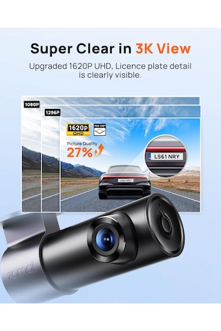 70mai 2k M310 Araç Kamerası + Up0 Arabalar İçin 70mai 2k M310 Mini Araç Kamerası, 1296p Wdr Wifi, Gece Görüşü, Uygulama Kontrolü İle 24 Saat Park İzleme, Döngü Kayıt Çarpışma Algılama, Maks. 256gb