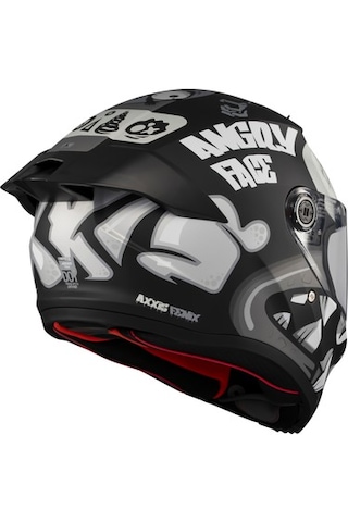 Axxis Fenıx Angry Face B2 Şeffaf Vizörlü Kapalı Kask Black Grey Matt