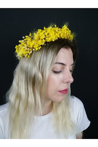 FdayAksesuar Kadın Sarı Kuru Çiçekli Taç FRDY31333