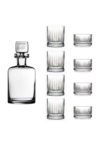 Nudeglass Square Viski Şişesi Ve Paşabahçe Elysia Seti 9 Parça
