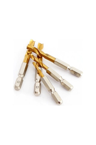 Ccgloball 5.5mm Altıgen 1 Adet 1.5 - 13mm Hss Titanyum Kaplamalı Büküm Matkap Uçları 1/4'' Hex Shank Kısa Bit Metal Paslanmaz Çelik Ahşap Plastik