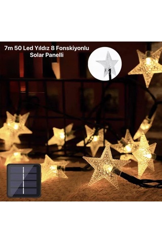 Solar Bahçe Aydınlatma Dekoratif Solar 7m 50 Led Damla 8 Fonksiyonlu Renkli Lamba Etkinlik Işığı