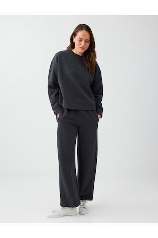 Jimmy Key Antrasit Melanj Loose Bisiklet Yaka Örme Sweatshirt 6ww238339972
