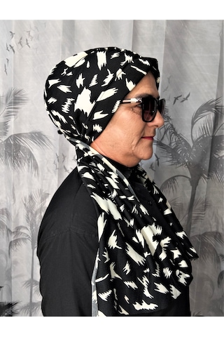 Blue Trend Desenli Dubai Dış Bone Şal 39