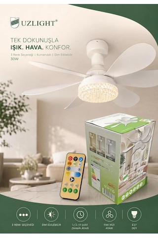 Sectron 30w Kumandalı Vantilatörlü Led Ampul 3300 Lm 3 Renk Işık E27 Dimlenebilir 1