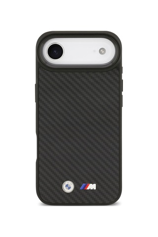 İphone 17 Air Uyumlu Kılıf Bmw Lisanslı M-safeli Karbon Fiber Metal Logolu Kevlar Kapak Siyah Siyah